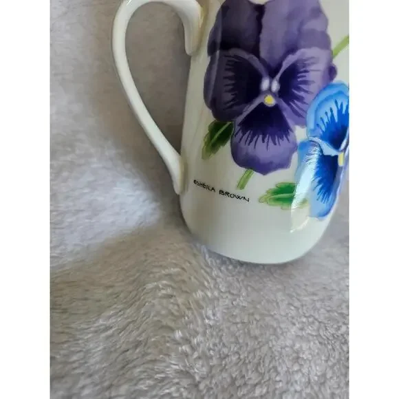 Otagiri Floral Tea Cup Coffee Mug Sheila Brown White Gold Trim Japan 4" Flowers - Picture 2 of 8